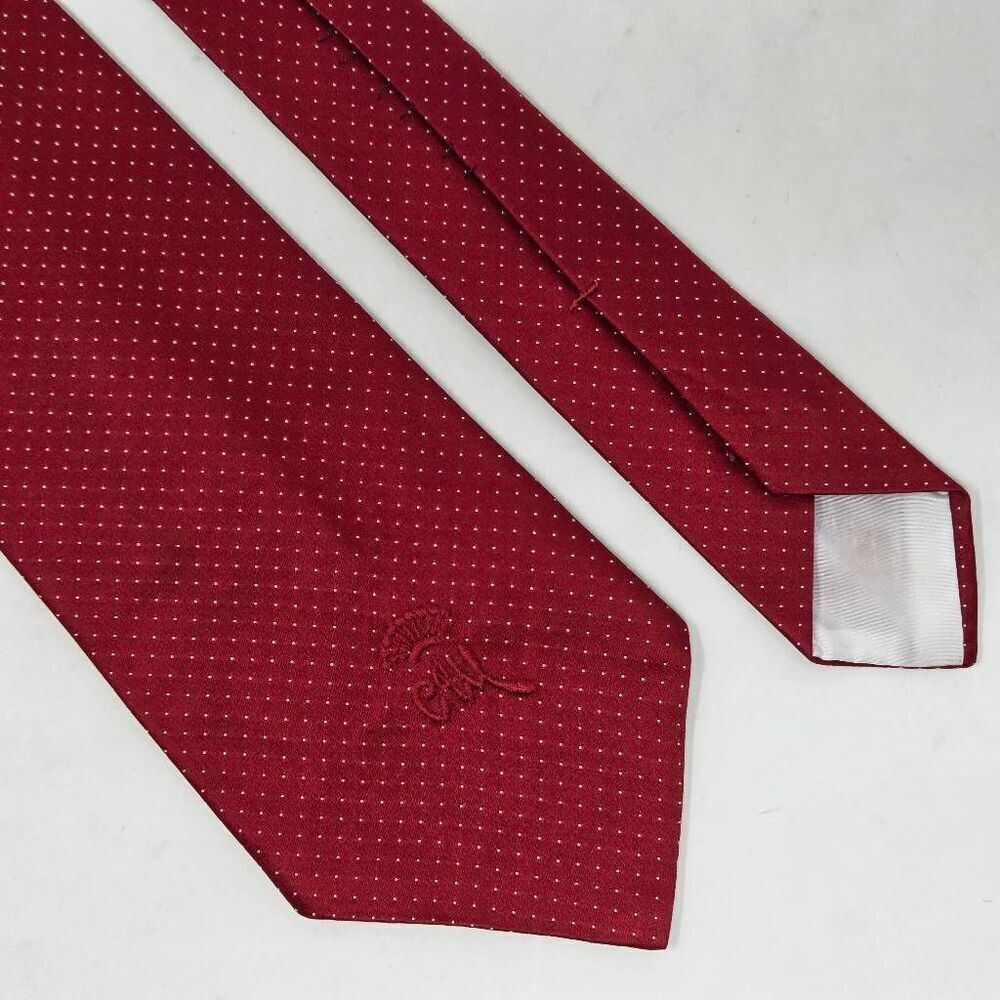 COUNTESS MARA SILK TIE RED WHITE MICRO DOT SISTINE SATIN 3.75" X 54" VINTAGE